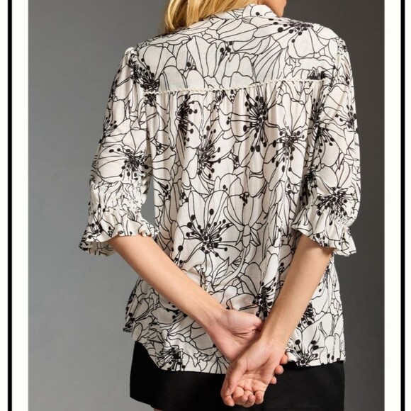Anthropologie Bl^nk London Stephanie Short-Sleeve Floral Top Size 3X - Picture 2 of 7